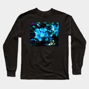 Baby Blue and Rich Purple Floral Art Long Sleeve T-Shirt